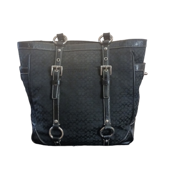 Coach Signature Jaquard Tote Black Shoulder Bag - Picture 11 of 11